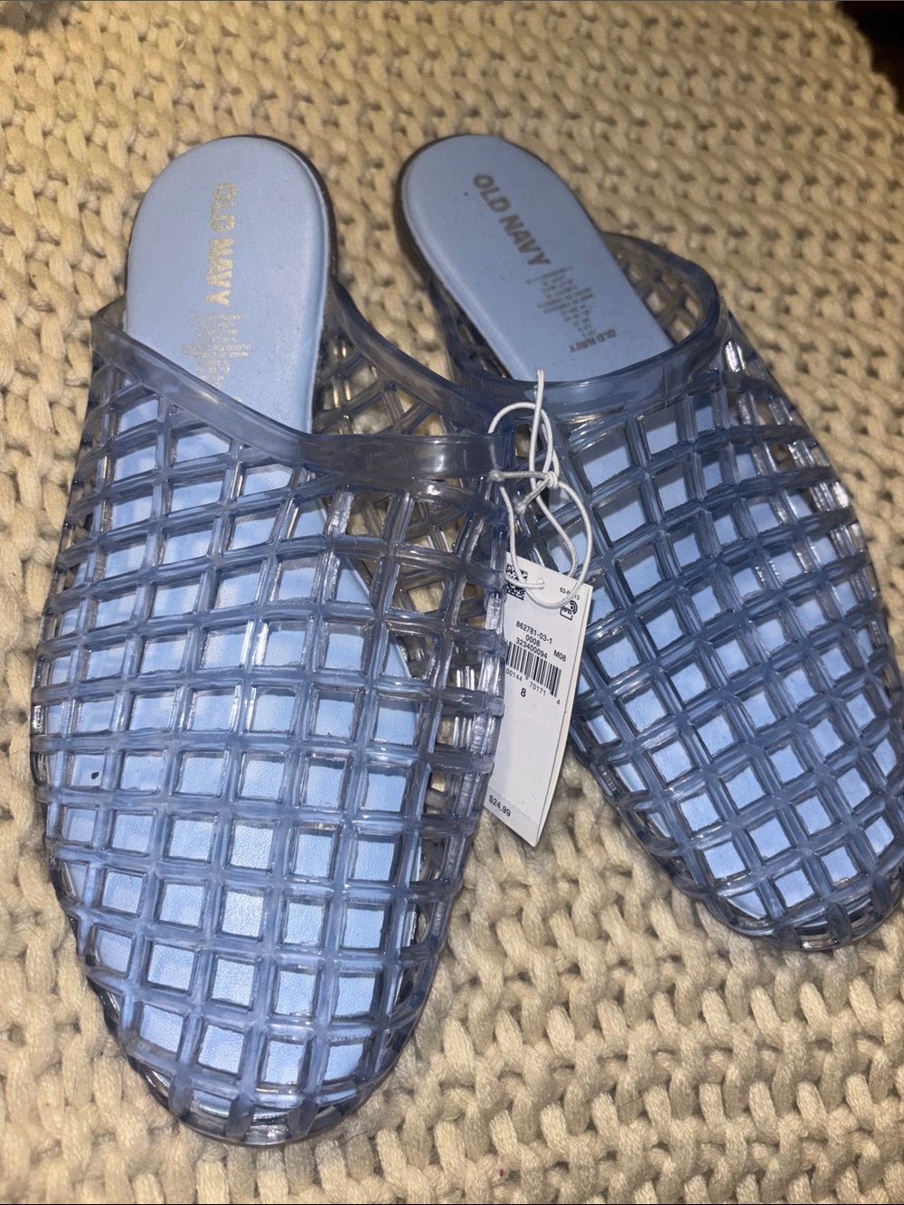 Old Navy Light Blue Transparent Lattice Jelly Mules
